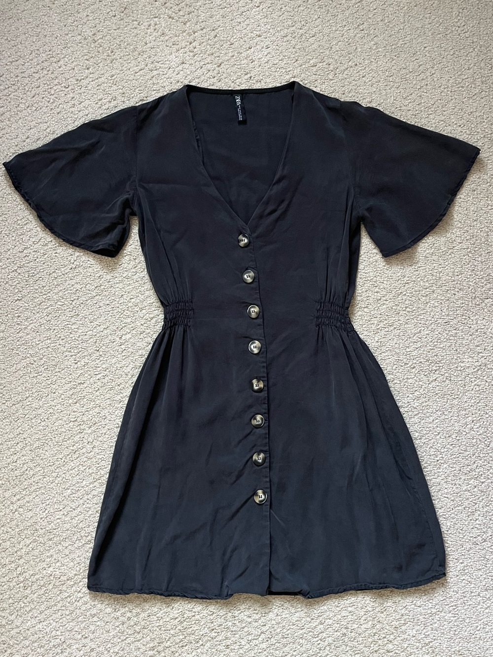 Button-Front V-Neck Mini Dress - Picture 3 of 8